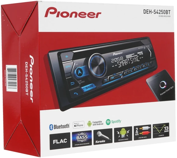 Автомагнитола Pioneer DEH-S4250BT 1DIN 4x50Вт ПДУ RDS