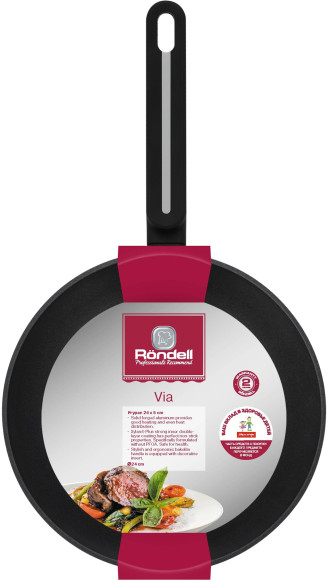Сковорода Rondell Via RDA-1850 круглая 24см покрытие: Xylan Plus ручка несъемная (без крышки) черный