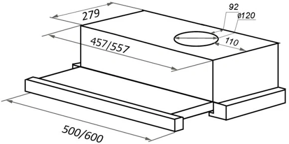 Вытяжка встраиваемая Maunfeld VS Light 50 нержавеющая сталь управление: кулисные переключатели (1 мотор)