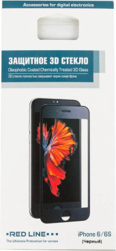 Защитное стекло для экрана Redline черный для Apple iPhone 6/6S 3D 1шт. (УТ000008166) Защитное стекло для экрана Redline черный для Apple iPhone 6/6S 3D 1шт. (УТ000008166)