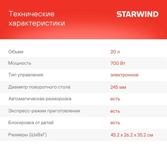 Микроволновая Печь Starwind SMW5320 20л. 700Вт серый/серебристый Микроволновая Печь Starwind SMW5320 20л. 700Вт серый/серебристый
