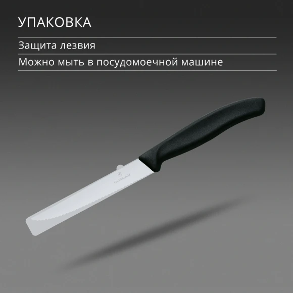 Нож кухонный Victorinox Swiss Classic 6.7233 для стейка/пиццы лезв.110мм серрейт. заточка черный