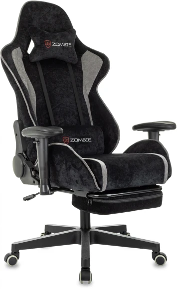 Кресло игровое Zombie Drift/F серый/черный крестов. пластик подст.для ног