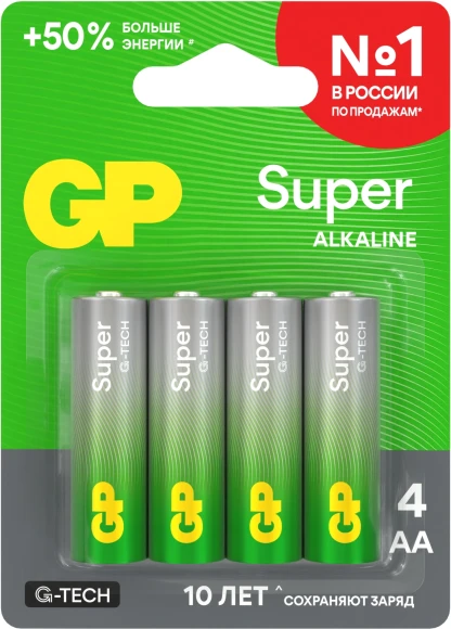 Батарея GP Super 15AA21-2CRSBC4 AA (4шт) блистер Батарея GP Super 15AA21-2CRSBC4 AA (4шт) блистер