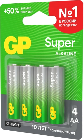 Батарея GP Super 15AA21-2CRSBC4 AA (4шт) блистер Батарея GP Super 15AA21-2CRSBC4 AA (4шт) блистер