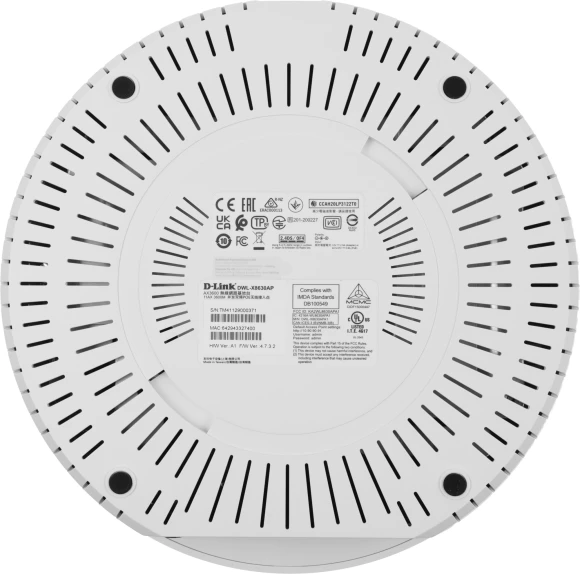 Точка доступа D-Link DWL-X8630AP/UN/A1A AX3600 10/100/1000/2500BASE-T/WI-FI белый Точка доступа D-Link DWL-X8630AP/UN/A1A AX3600 10/100/1000/2500BASE-T/WI-FI белый