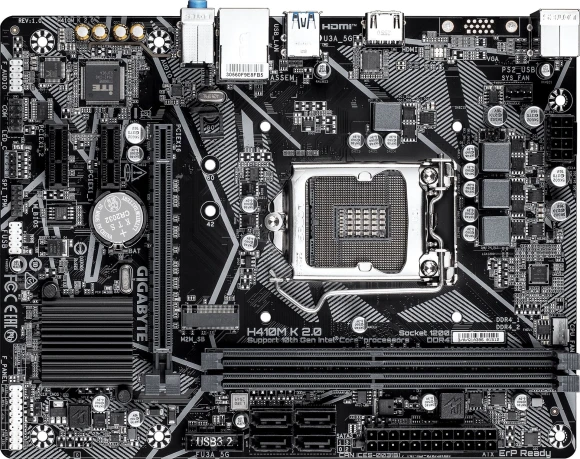 Материнская плата Gigabyte H410M K 2.0 Soc-1200 Intel H410 2xDDR4 mATX AC`97 8ch(7.1) GbLAN+HDMI Материнская плата Gigabyte H410M K 2.0 Soc-1200 Intel H410 2xDDR4 mATX AC`97 8ch(7.1) GbLAN+HDMI