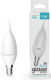 Лампа светодиодная Gauss Basic 1031115 4.5Вт цок.:E14 свеча 220B св.свеч.бел.теп. (упак.:10шт) Лампа светодиодная Gauss Basic 1031115 4.5Вт цок.:E14 свеча 220B св.свеч.бел.теп. (упак.:10шт)