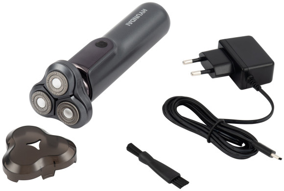 Бритва роторная Hyundai H-SH8080 реж.эл.:3 питан.:аккум. серебристый