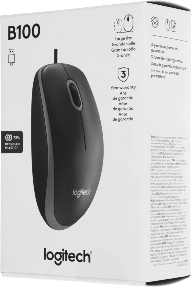 Мышь Logitech B100 черный оптическая 1000dpi USB 2but (910-003357) Мышь Logitech B100 черный оптическая 1000dpi USB 2but (910-003357)