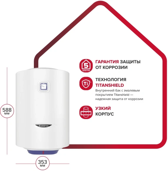 Водонагреватель Ariston BLU1 R ABS 30 V SLIM 1.5кВт 30л электрический настенный/белый