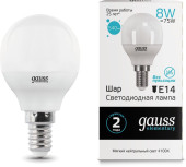 Лампа светодиодная Gauss 6.5Вт цок.:E14 свеча 220B св.свеч.бел.теп. (упак.:10шт) (104101107)