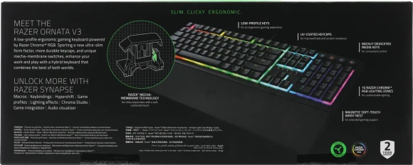 Клавиатура Razer Ornata V3 механическая черный USB Multimedia for gamer LED (подставка для запястий) (RZ03-04460800-R3R1)