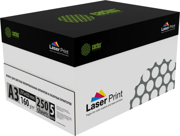Бумага Cactus CS-LPA3160250 A3 марка A/160г/м2/250л./белый CIE170% для лазерной печати