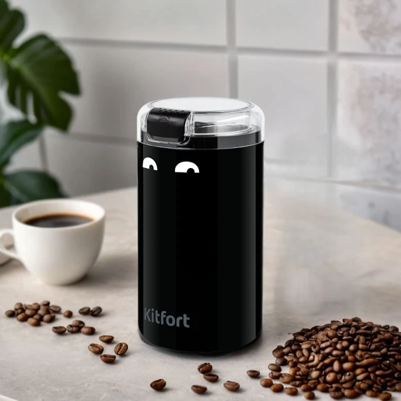 Кофемолка Kitfort КТ-7116 200Вт сист.помол.:ротац.нож вместим.:40гр черный Кофемолка Kitfort КТ-7116 200Вт сист.помол.:ротац.нож вместим.:40гр черный
