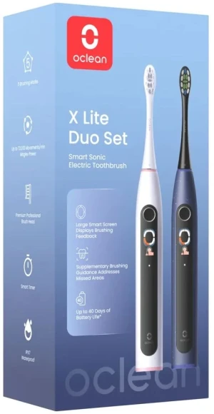 Набор электрических зубных щеток Oclean X Lite Duo Set N1801 синий/серый