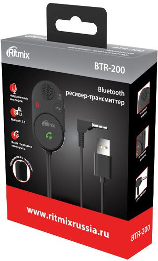 Автомобильный FM-модулятор Ritmix BTR-200 черный BT USB (80002461) Автомобильный FM-модулятор Ritmix BTR-200 черный BT USB (80002461)