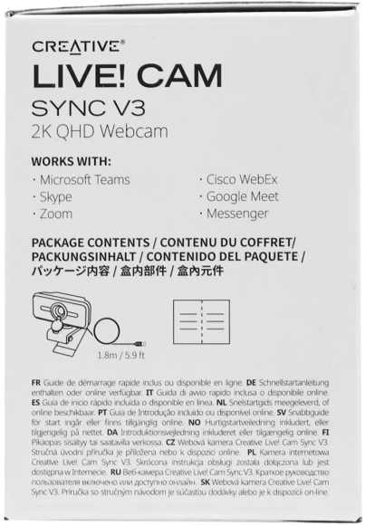 Камера Web Creative Live! Cam SYNC V3 черный 5Mpix (2560x1440) USB2.0 с микрофоном (73VF090000000) Камера Web Creative Live! Cam SYNC V3 черный 5Mpix (2560x1440) USB2.0 с микрофоном (73VF090000000)