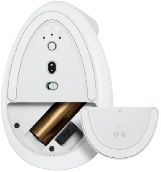 Мышь Logitech Lift белый оптическая 4000dpi silent беспров. BT/Radio USB для ноутбука 5but (910-006486)