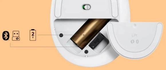 Мышь Logitech Lift белый оптическая 4000dpi silent беспров. BT/Radio USB для ноутбука 5but (910-006486)