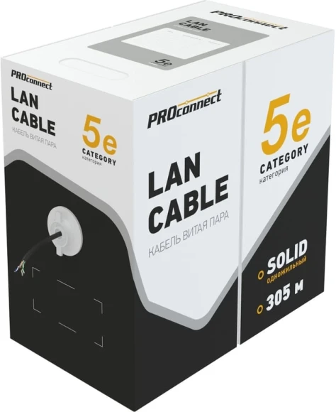 Кабель информационный PROconnect 01-0146-3 кат.5E FTP 4 пары 24AWG PE внешний 305м черный