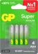 Батарея GP Super 24AA21-2CRSBC4 AAA (4шт)