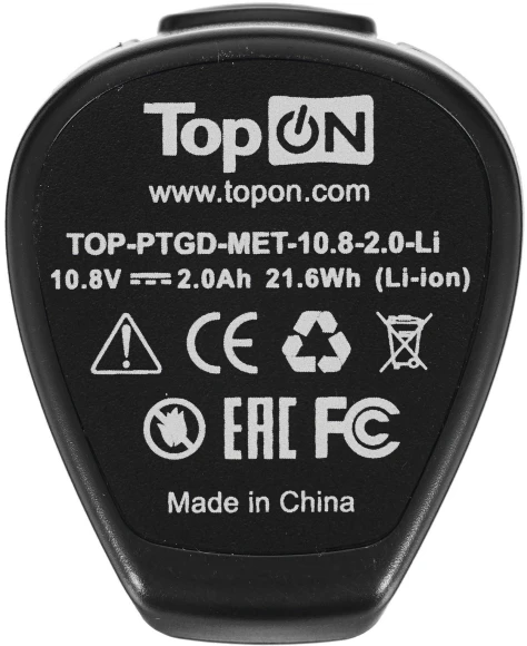Батарея аккумуляторная TopON TOP-PTGD-MET-10.8-2.0-Li 10.8В 2.0Ач Li-Ion Батарея аккумуляторная TopON TOP-PTGD-MET-10.8-2.0-Li 10.8В 2.0Ач Li-Ion