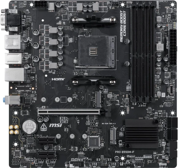 Материнская плата MSI PRO B550M-P Soc-AM4 AMD B550 4xDDR4 mATX AC`97 8ch(7.1) GbLAN RAID+VGA+HDMI+DP