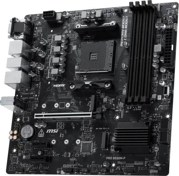 Материнская плата MSI PRO B550M-P Soc-AM4 AMD B550 4xDDR4 mATX AC`97 8ch(7.1) GbLAN RAID+VGA+HDMI+DP