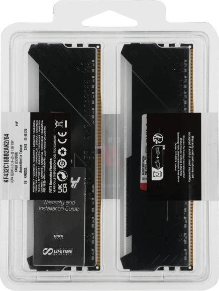 Память DDR4 2x32GB 3200MHz Kingston KF432C16BB2AK2/64 Fury Beast RGB RTL Gaming PC4-25600 CL16 DIMM 288-pin 1.35В dual rank с радиатором Ret Память DDR4 2x32GB 3200MHz Kingston KF432C16BB2AK2/64 Fury Beast RGB RTL Gaming PC4-25600 CL16 DIMM 288-pin 1.35В dual rank с радиатором Ret