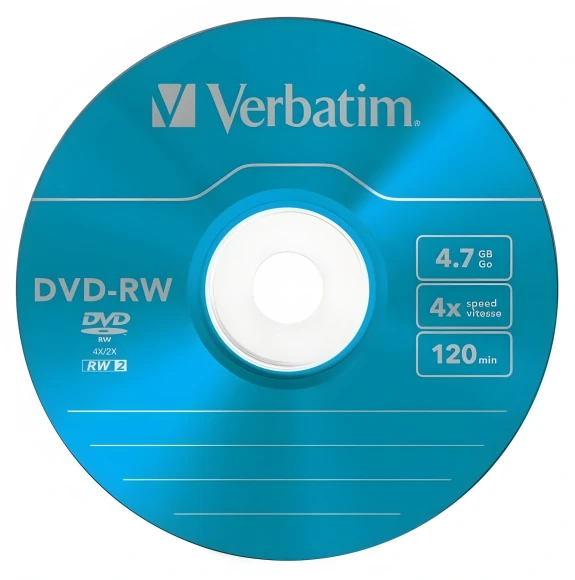 Диск DVD-RW Verbatim 4.7Gb 4x Slim case (5шт) Color (43563)
