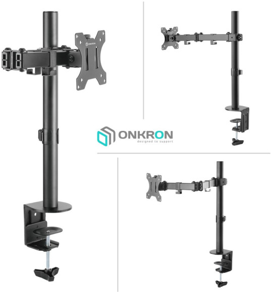 Кронштейн для мониторов Onkron D121E черный 10"-32" макс.8кг настольный поворот и наклон Кронштейн для мониторов Onkron D121E черный 10"-32" макс.8кг настольный поворот и наклон
