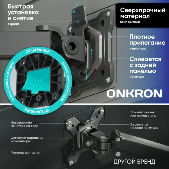 Кронштейн для мониторов Onkron D121E черный 10"-32" макс.8кг настольный поворот и наклон