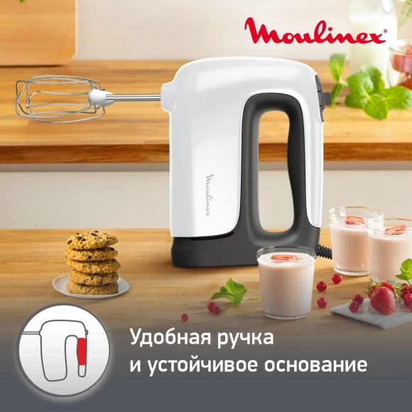 Миксер ручной Moulinex HM460110 500Вт белый/черный Миксер ручной Moulinex HM460110 500Вт белый/черный