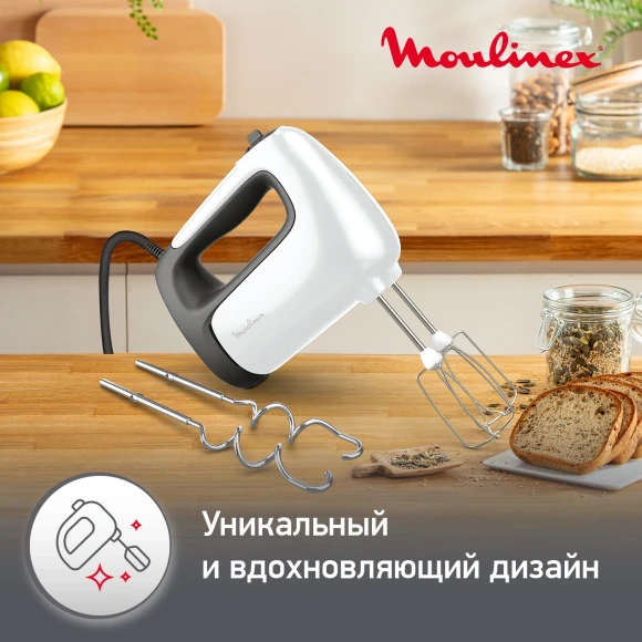Миксер ручной Moulinex HM460110 500Вт белый/черный Миксер ручной Moulinex HM460110 500Вт белый/черный