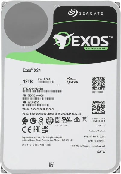 Жесткий диск Seagate SATA-III 12TB ST12000NM002H Server Exos X24 4KN (7200rpm) 512Mb 3.5" Жесткий диск Seagate SATA-III 12TB ST12000NM002H Server Exos X24 4KN (7200rpm) 512Mb 3.5"
