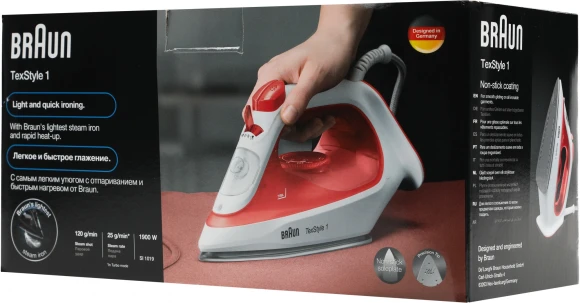 Утюг Braun SI1019RD 1900Вт красный/белый
