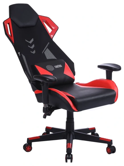 Кресло игровое Cactus CS-CHR-090BLR черный/красный экокожа/сетка крестов. нейлон
