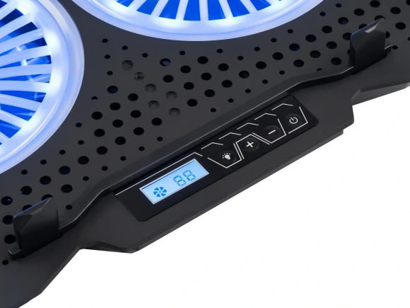 Подставка для ноутбука Digma D-NCP180-2x110RGB 18" 410x280x34мм 20дБ 2xUSB 2x 110ммFAN 700г Fan-control пластик ABS черный