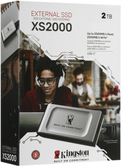 Накопитель SSD Kingston USB3.2 Gen2x2 2TB SXS2000/2000GA XS2000 серебристый
