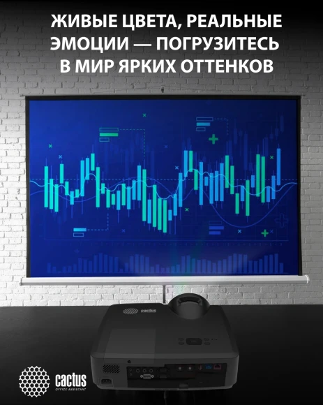 Проектор Cactus Bright CS-V1.B 3LCD 64000Lm LS 4000Lm ANSI (1024x768) 30000:1 ресурс лампы:10000часов 1xUSB typeA 1xUSB typeB 2xHDMI 4кг