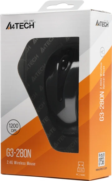 Мышь A4Tech G3-280N серый оптическая 1200dpi беспров. USB для ноутбука 3but