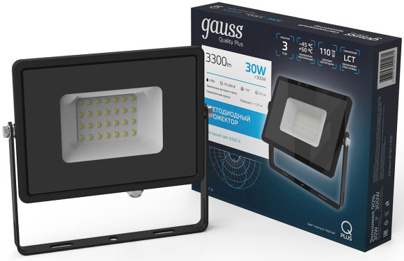 Прожектор уличный Gauss Qplus 613511330 светодиодный 30Втчерный