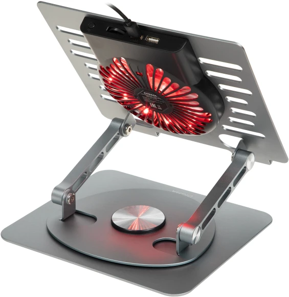 Подставка для ноутбука Digma D-NCP170-1xRGB110-360 17" 240x230x50мм 28дБ 2xUSB 1x 110ммFAN 940г Fan-control алюминий серый