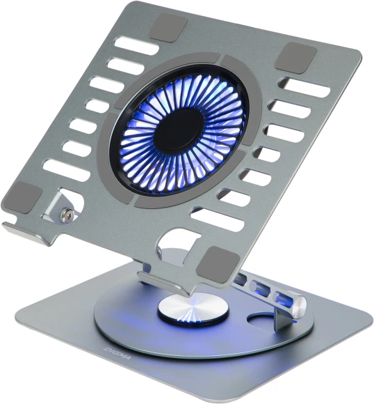 Подставка для ноутбука Digma D-NCP170-1xRGB110-360 17" 240x230x50мм 28дБ 2xUSB 1x 110ммFAN 940г Fan-control алюминий серый