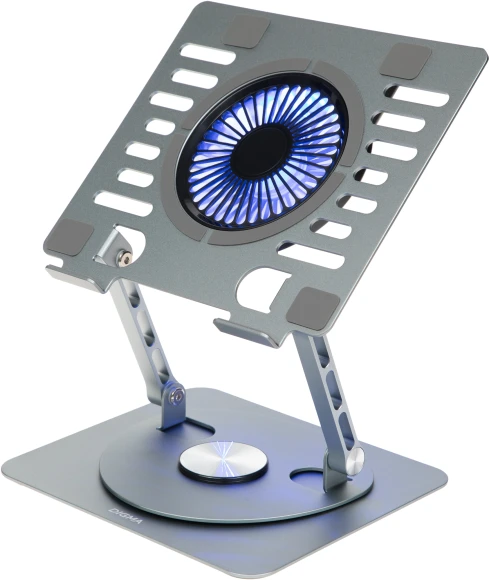 Подставка для ноутбука Digma D-NCP170-1xRGB110-360 17" 240x230x50мм 28дБ 2xUSB 1x 110ммFAN 940г Fan-control алюминий серый