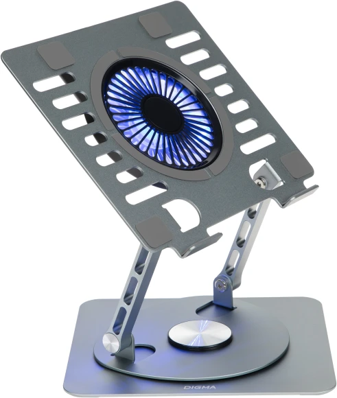 Подставка для ноутбука Digma D-NCP170-1xRGB110-360 17" 240x230x50мм 28дБ 2xUSB 1x 110ммFAN 940г Fan-control алюминий серый