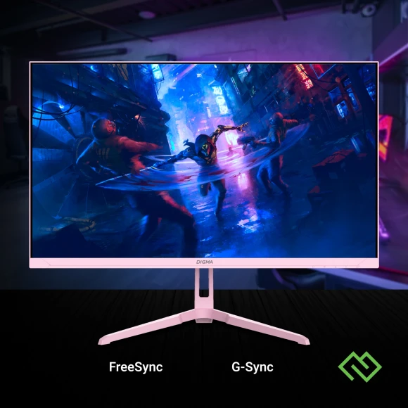 Монитор Digma 23.8" Overdrive 24P410F розовый IPS LED 1ms 16:9 HDMI матовая 300cd 178гр/178гр 1920x1080 200Hz G-Sync FreeSync DP FHD USB 3.7кг