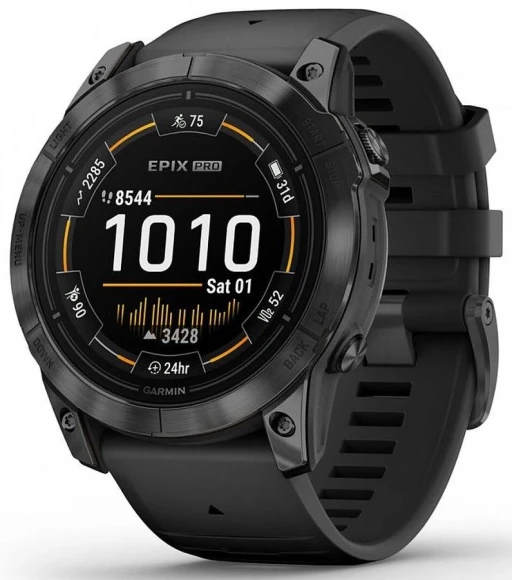 Смарт-часы Garmin Epix Pro gen.2 51мм 1.4" AMOLED корп.серый рем.черный (010-02804-21)