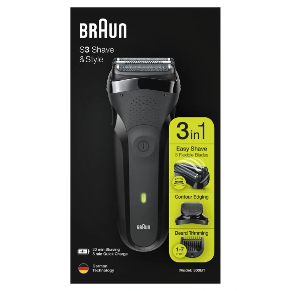 Бритва сетчатая Braun Series 3 300BT реж.эл.:2 питан.:аккум. черный